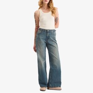 Good American Good Ease Adjustable Tab Wide-Leg Jeans Indigo – Size 0